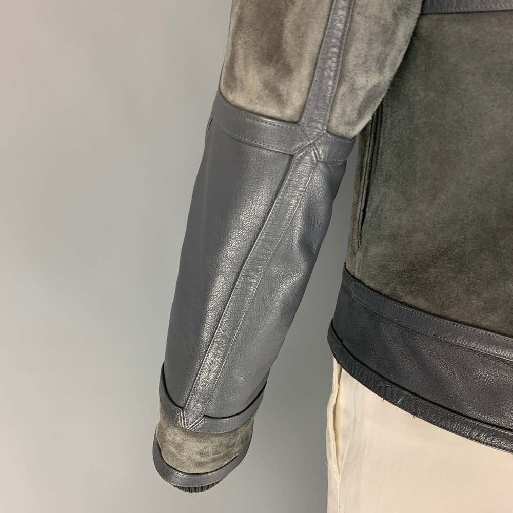 LOUIS VUITTON Grey Suede Leather Zip Up Jacket - Picture 5 of 8